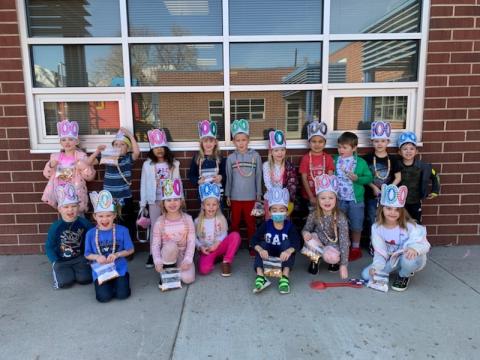 Students from Ms. Mousser's class showing off their "100 days gear"
