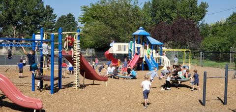 1st graders enjoying the "big kid" playground!