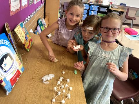 Students worked together to make the strongest bridge