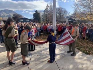 Scouts performing the flag raising