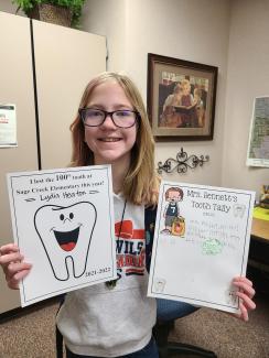 Lydia lost the 100th tooth at Sage Creek
